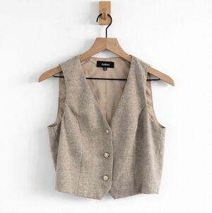Tailored Beige Vest Waistcoat Button Front Minimalist - Aakaa - Size M